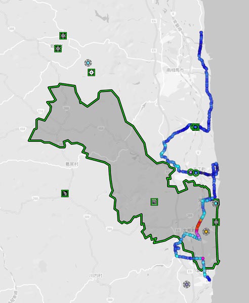 The blue path represents the route we took through Sousou region.