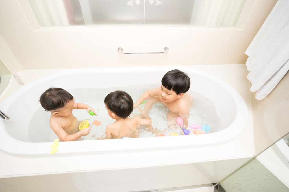 children in the bath