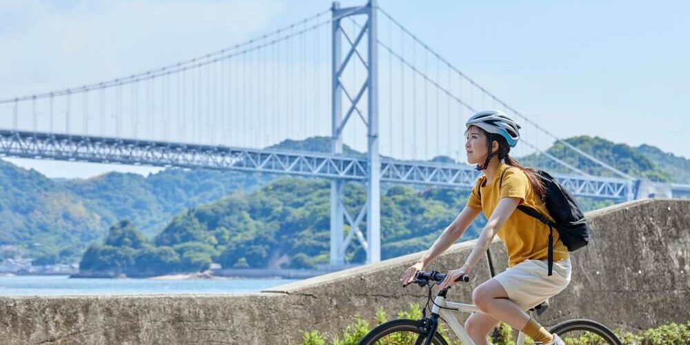 Cycling in Shimanami road in Japan
