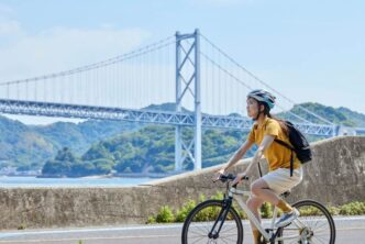 Cycling in Shimanami road in Japan