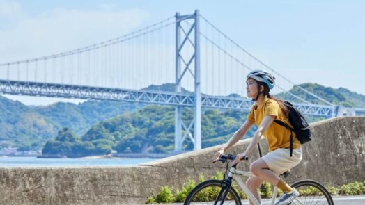 Cycling in Shimanami road in Japan